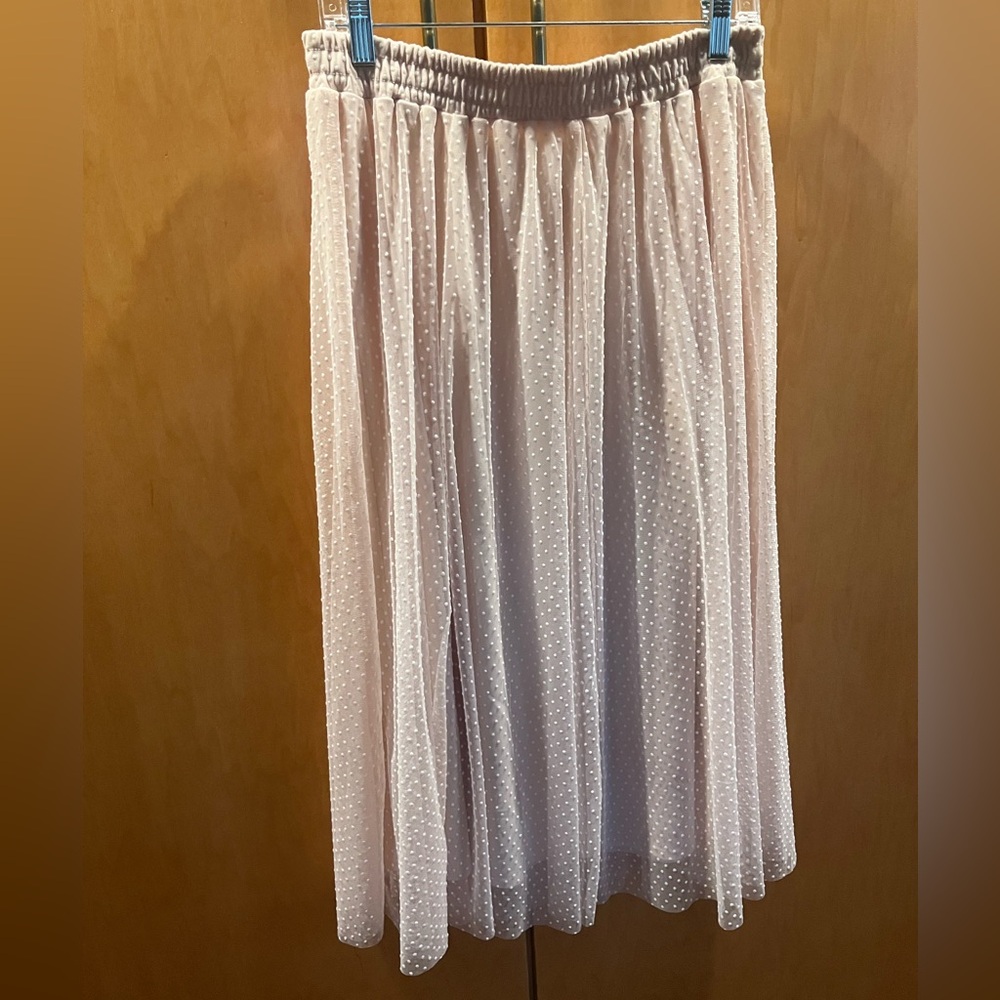 H&M Blush Pink Sheer Dotted Maxi Skirt